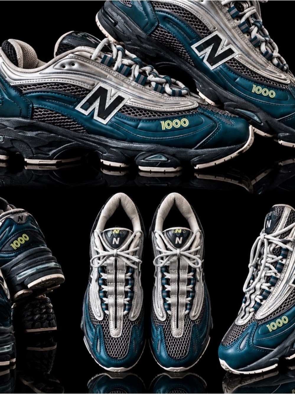 New Balance Men’s 1000 Sneakers in Teal and Silver